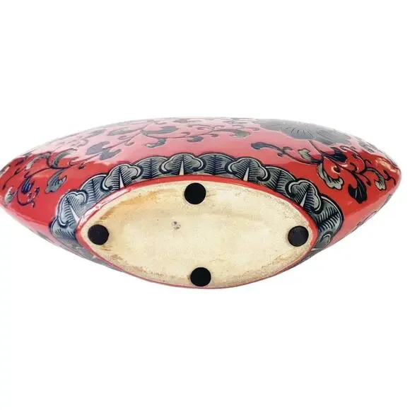 VTG Persian Style Asymmetrical Lotus Flower Porcelain Vase Floral Abstract #50 - Picture 6 of 7